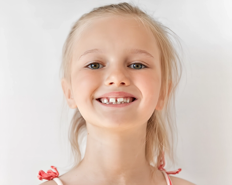 Kind toont haar gebit